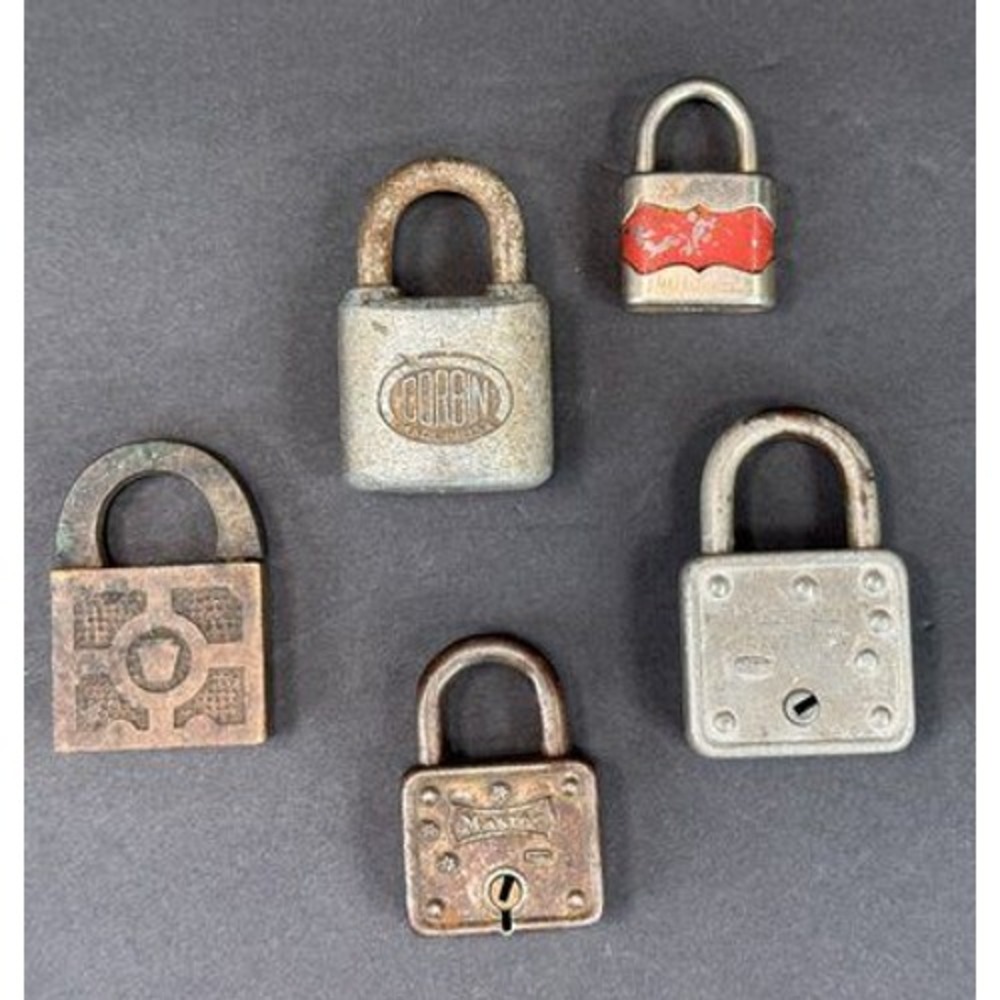 Vintage Padlock Lot 5 Corbin Master Lock Industrial Steampunk Decor No Keys